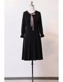 Custom Slim Black Aline Cute Party Dress With Long Sleeves High Quality
