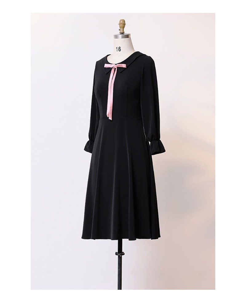 Custom Slim Black Aline Cute Party Dress With Long Sleeves High Quality ...