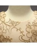 Gold Embroidery Short Wedding Party Dress With Sash Flower Girls