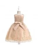 Gold Embroidery Girl Wedding Party Dress Short For 3-8 Years Old