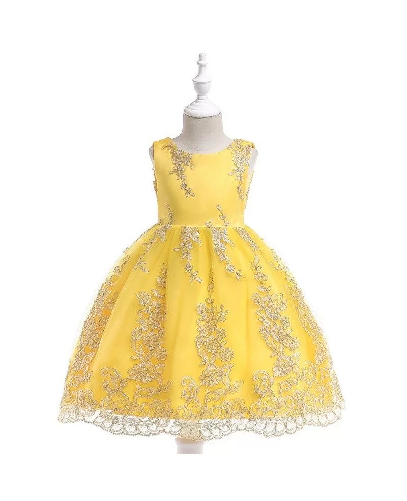 $31.89 Gold Embroidery Girl Wedding Party Dress Short For 3-8 Years Old ...