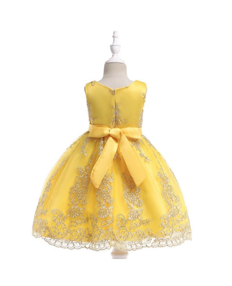 $31.89 Gold Embroidery Girl Wedding Party Dress Short For 3-8 Years Old ...
