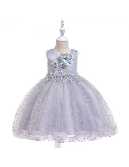 Bling Sequins Tutu Girls Party Dress Ballgown For 3-9 Years Children