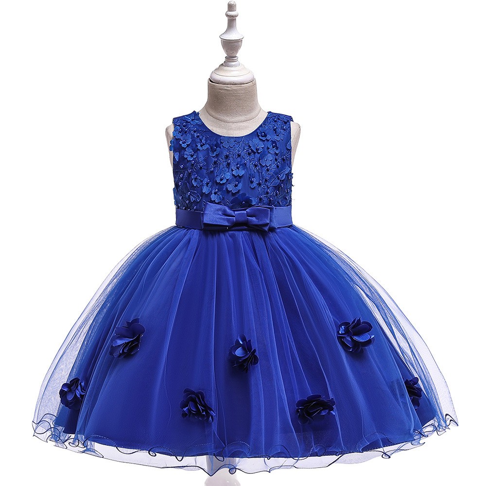 $32.89 Royal Blue Petals Wedding Party Dress For Girls Ages 3-6-9 Years ...