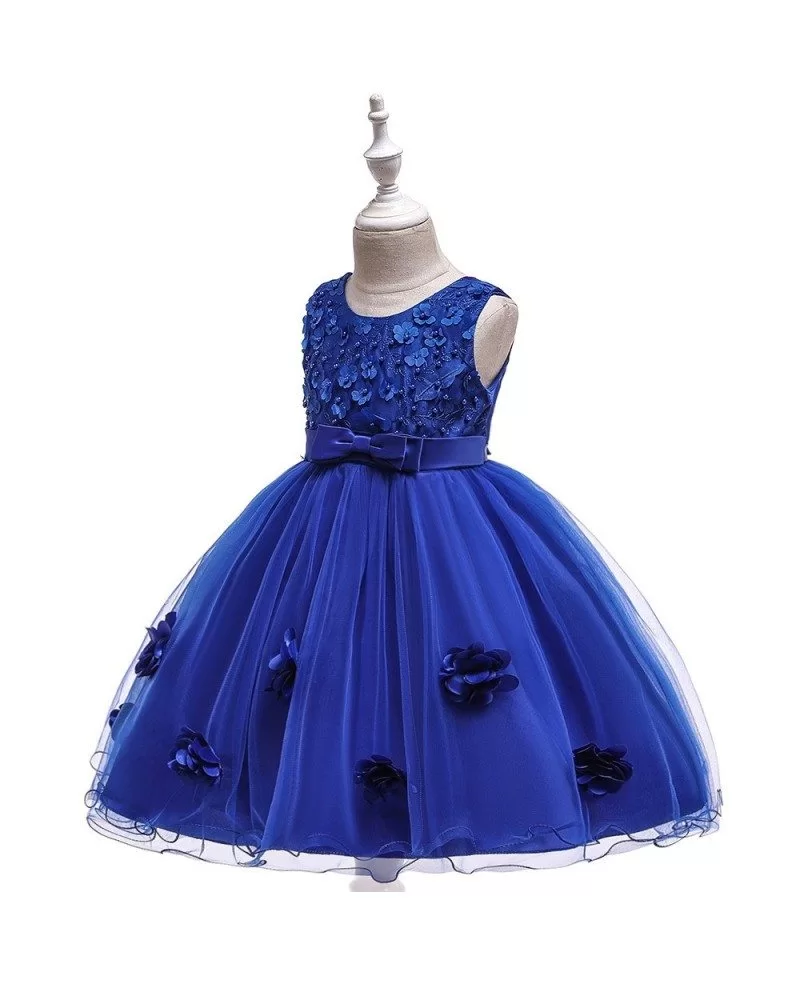 $32.89 Royal Blue Petals Wedding Party Dress For Girls Ages 3-6-9 Years ...