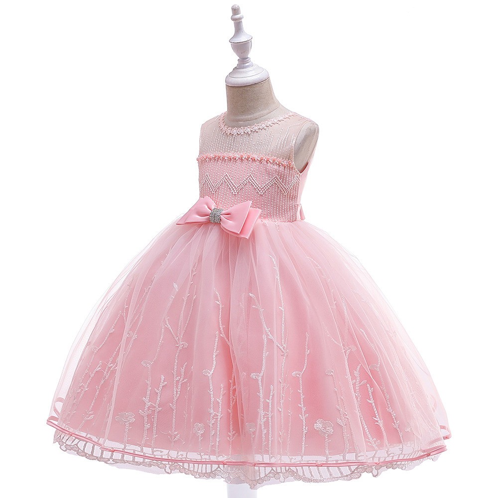 $33.89 Beaded Rose Pink Tulle Little Girls Party Dress With Sash For ...
