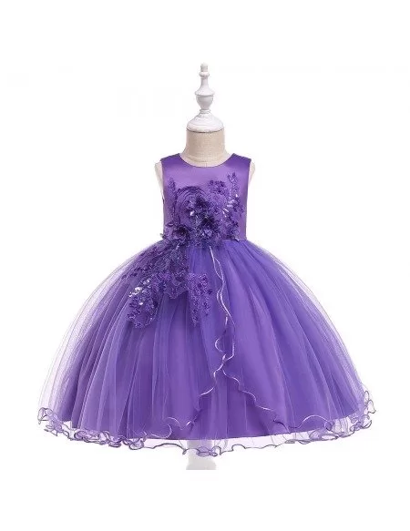 Popular Light Purple Sequined Wedding Party Dress For Girls 4-12 Years Old