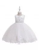 Apple Green Lace Trim Girls Wedding Party Dress For 4-12 Years