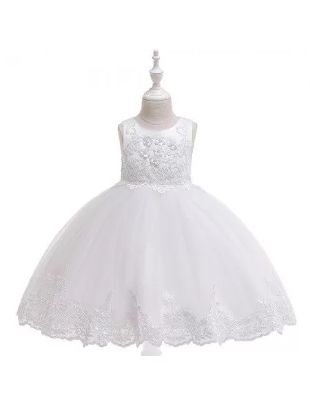 Apple Green Lace Trim Girls Wedding Party Dress For 4-12 Years