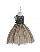 Champagne With Black Tulle Short Party Dress For Girls Formal