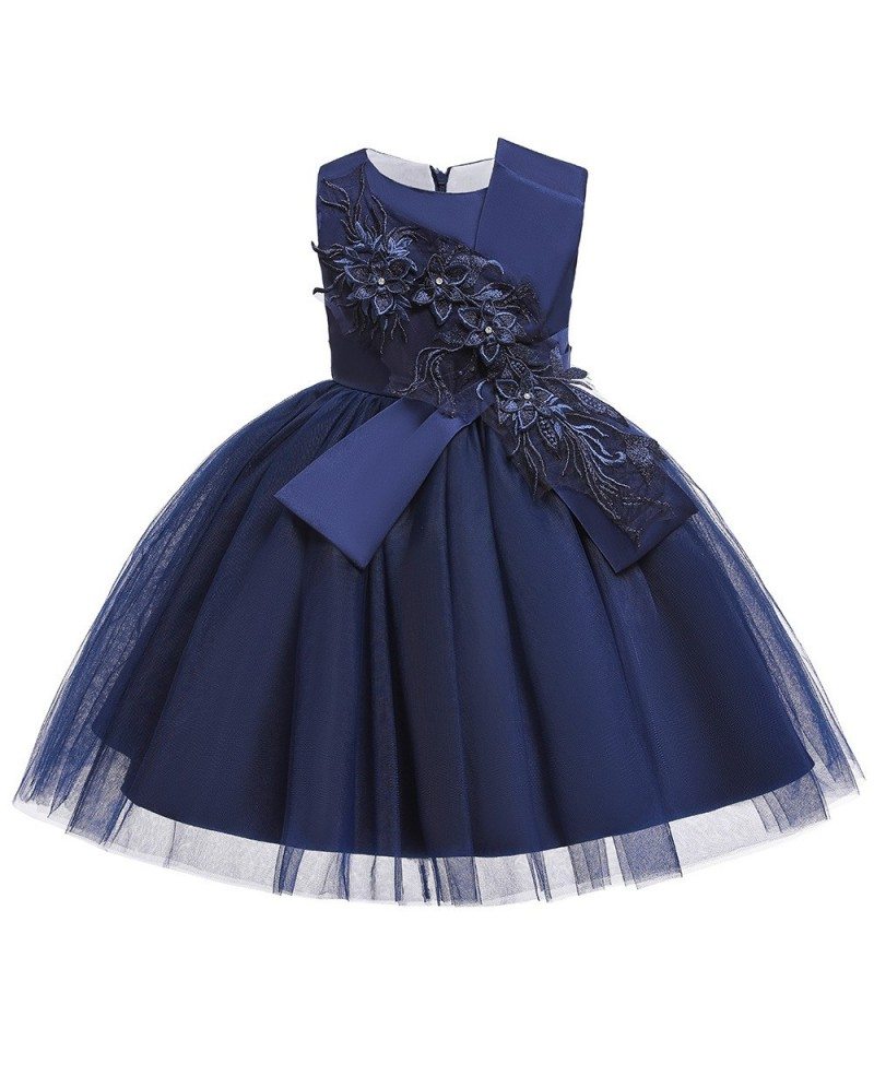 $32.89 Navy Blue Tulle Ballgown Girl Formal Dress With Appliques For 10 ...