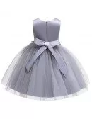 Navy Blue Tulle Ballgown Girl Formal Dress With Appliques For 10-12 Years Kids