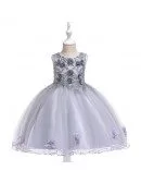 Cute Pink Little Princess Party Dress With Flowers For Children