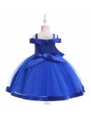 Short Formal Red Girls Party Dress With Big Bow For 3-12 Years
