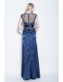 Elegant A-Line Satin Embroidered Evening Dress With Cape Sleeves