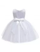 Bling Sequins Short Ballgown Children Party Dress With Bow For Kids