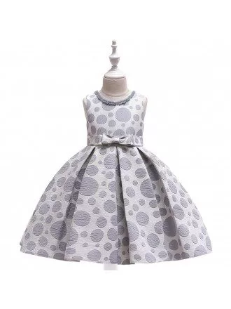 Navy Blue Polka Dots Vintage Party Dress For Girls 5-12 Years Old