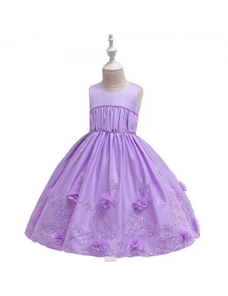 $33.89 Formal Girls Purple Holiday Party Dress With Flowers #MQ780 ...