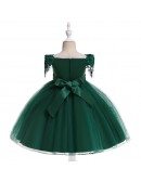 Green Off Shoulder Lace Short Prom Dress For Girls Ages 6-12 Year