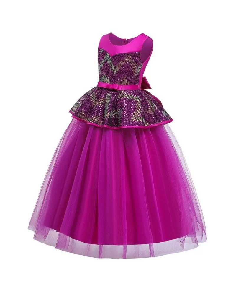 1-12year old Kids Dress for Girls Wedding Sequins Girl Dress Bowknot  Princess Party Pageant Formal