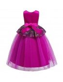 Sparkly Sequins Navy Blue Long Formal Girls Dress For Party 6-10-12 Years