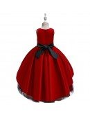 Red With Black Tulle Beaded Formal Gown For Girls Pageant 6-12-14