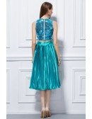 Bling Bling Two-Pieces Satin Seuqined Tea-Length Homecoming Dress