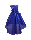 Royal Blue Asymmetrical Satin Sequined Party Dress For Girls 7-12-16 Age