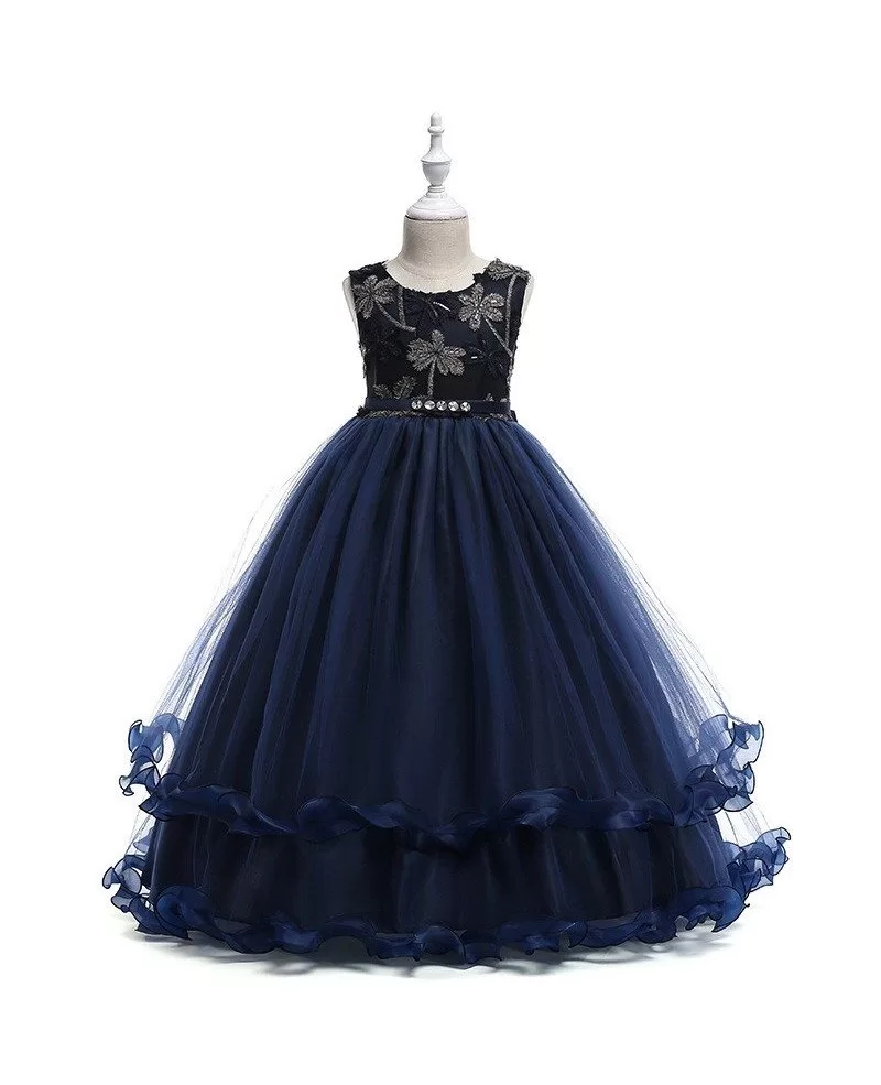 $34.89 Beautiful Burgundy Long Tulle Formal Dress For Girls Ages 6-12 ...