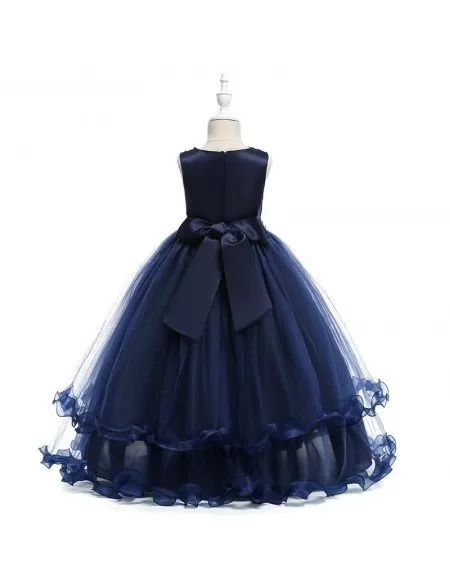 Beautiful Burgundy Long Tulle Formal Dress For Girls Ages 6-12 Years