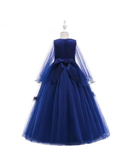 $34.89 Red Long Tulle Formal Kids Dress With Long Sleeves For 10-12-16 ...