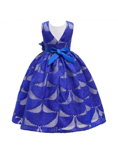 Royal Blue Beaded Formal Party Dress Girls 7-16 Years