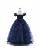 Best Navy Blue Princess Ballgown Formal Dress With Appliques For Girls 8-16 Years Old