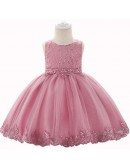 Sequined Red Tulle Baby Girl Holiday Party Dresses With Sequins
