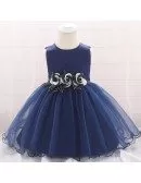 Baby Girl Navy Blue Party Dress Tulle For 1-2 Year Old