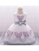 White With Red Butterflies Easter Baby Girl Dress 3-12 Months