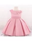 Cute Pink Beaded Baby Girl Holiday Dresses For 3-6-9 Months