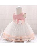 Pink Satin Trim Ballgown Baby Girl Dress With Lace