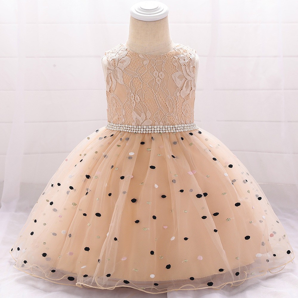 $25.49 Pink Lace Beaded Waist Ballgown Dress For Baby Girls 6-12 Months ...