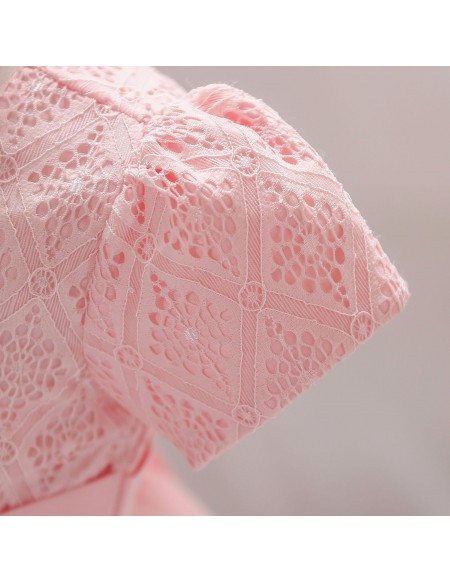 Cute Pink Lace Sleeved Baby Girl Dress Flower Girl 12-24 Months