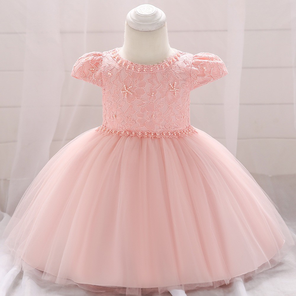 $25.49 Cute Ivory Lace Baby Girl Dress Wedding With Cap Sleeves 12-24 ...