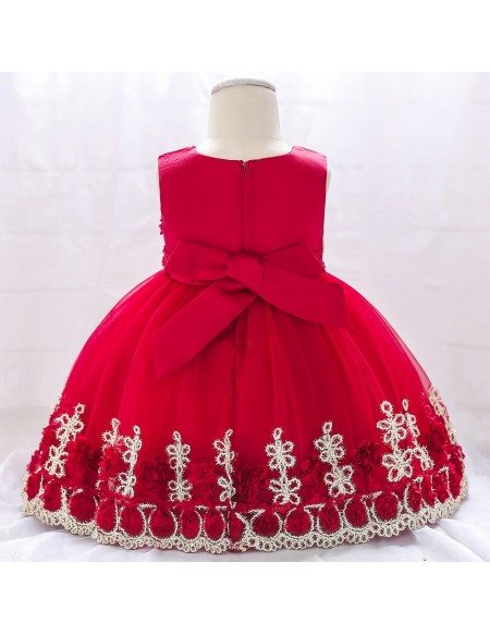 Super Cute Baby Girl Dresses Blue Ballgown With Lace For 6-12 Months