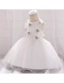 White Butterfly Baby Girl Wedding Dress For 3-6-9 Months