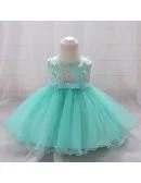 Apple Green Tulle Baby Girl Dress With Sash For 6-12 Months