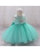Apple Green Tulle Baby Girl Dress With Sash For 6-12 Months