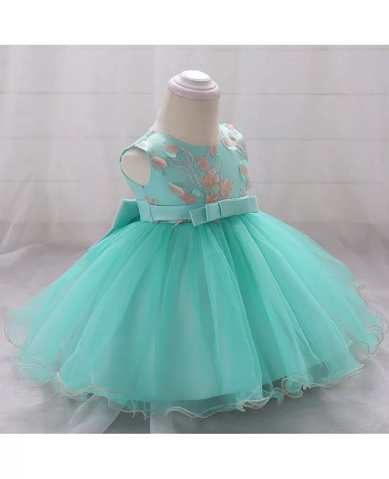 $22.49 Apple Green Tulle Baby Girl Dress With Sash For 6-12 Months # ...