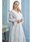 Romantic Boho Lace Plus Size Pregnant Brides Wedding Dress Lace Long Sleeves