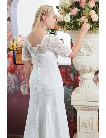 Elegant All Lace Vneck Plus Size Wedding Dress Lace with Sleeves For ...
