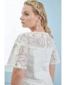 Elegant Mermaid Lace Empire Pregant Wedding Dress Plus Size Puffy Sleeves