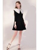 Cute Baby Collar Black Party Dress Flare with Sleeves